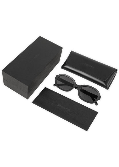Sleek Matte Black Oval Shades -  oval shades - Chic Matte Black Oval Sunglasses with UV Protection - View 6