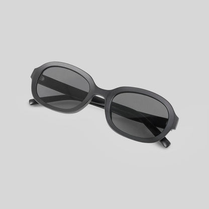 Sleek Matte Black Oval Shades - sunglasses - Chic Matte Black Oval Sunglasses with UV Protection - View 2