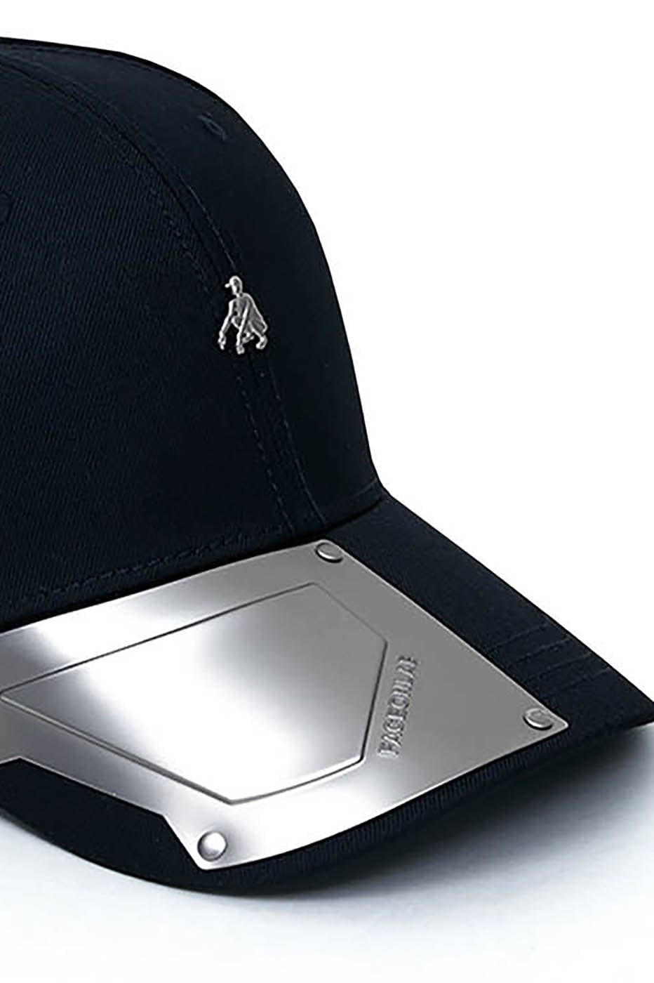 Sleek Metal Plate Black Cap - black cap - Sleek Black Cap with Metal Plate for Street Style - View 8