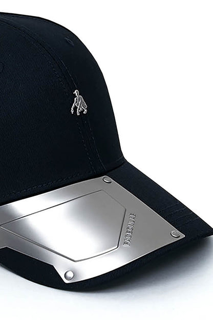 Sleek Metal Plate Black Cap - black cap - Sleek Black Cap with Metal Plate for Street Style - View 8