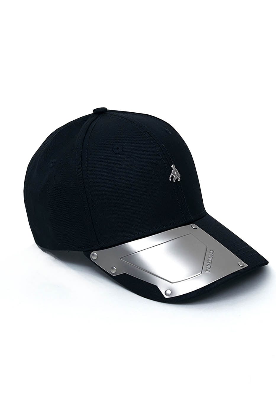 Sleek Metal Plate Black Cap -  durable construction cap - Sleek Black Cap with Metal Plate for Street Style - View 11