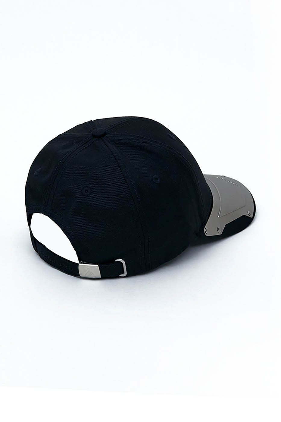 Sleek Metal Plate Black Cap -  futuristic aesthetic cap - Sleek Black Cap with Metal Plate for Street Style - View 12