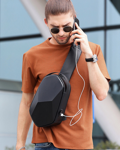 Sleek Polyhedron Sling Backpack -  backpack with usb - Sleek Polyhedron Sling Backpack with USB Charging - View 10