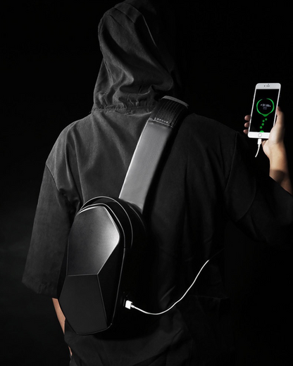 Sleek Polyhedron Sling Backpack -  backpack with usb - Sleek Polyhedron Sling Backpack with USB Charging - View 3