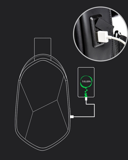 Sleek Polyhedron Sling Backpack -  black backpack - Sleek Polyhedron Sling Backpack with USB Charging - View 11
