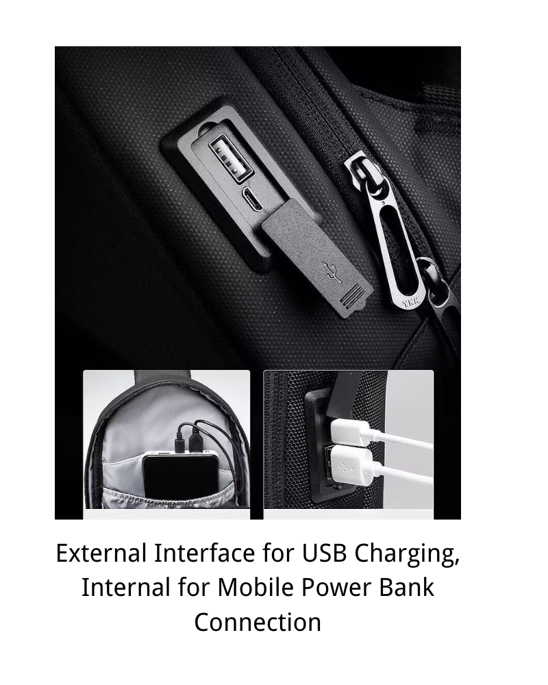 Sleek Polyhedron Sling Backpack -  techwear bag - Sleek Polyhedron Sling Backpack with USB Charging - View 12