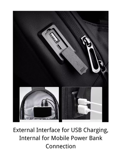 Sleek Polyhedron Sling Backpack -  techwear bag - Sleek Polyhedron Sling Backpack with USB Charging - View 12
