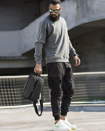 Sleek Tech Sling Backpack -  techwear bag - Sleek Tech Sling Backpack with USB Port - View 5