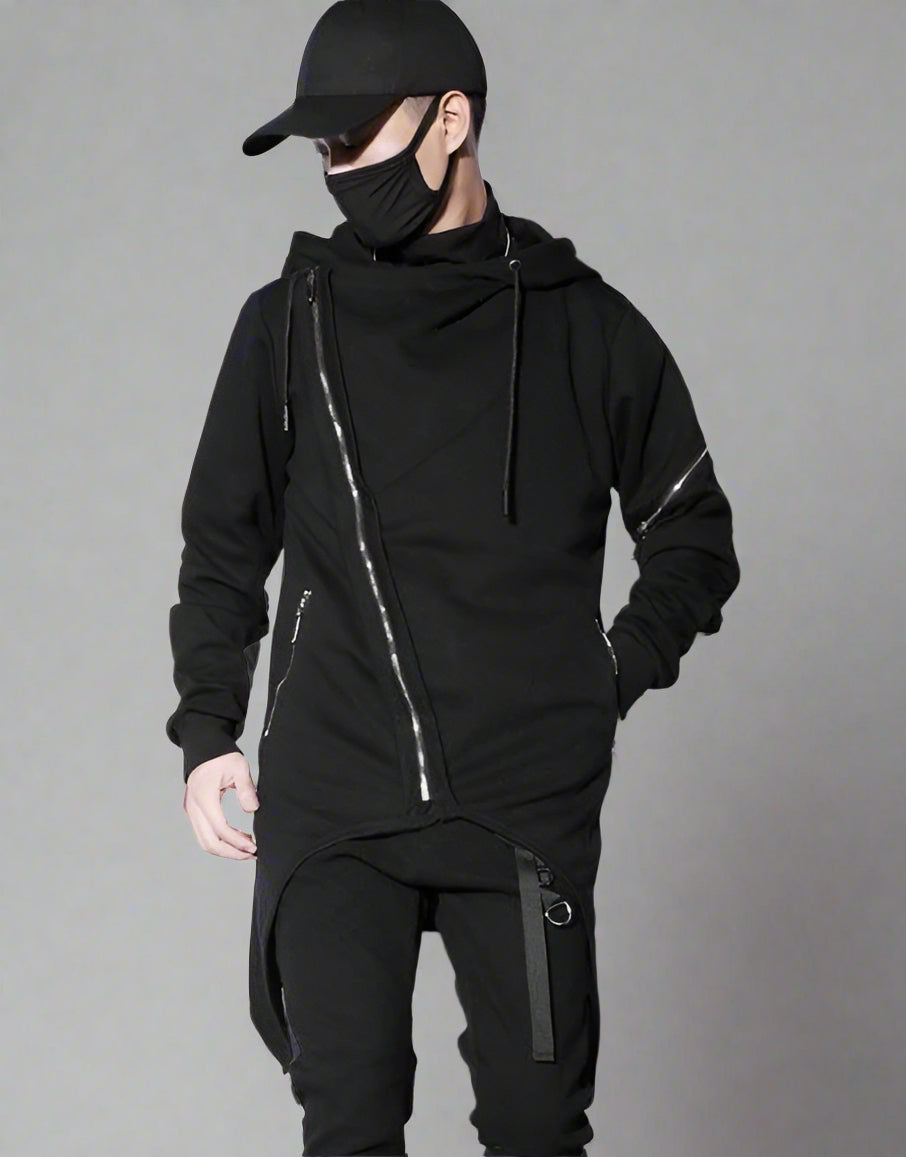 Sleek Urban Tech Zippered Hoodie -  streetwear jacket - Sleek Urban Tech Zippered Hoodie for Comfort and Style - View 6