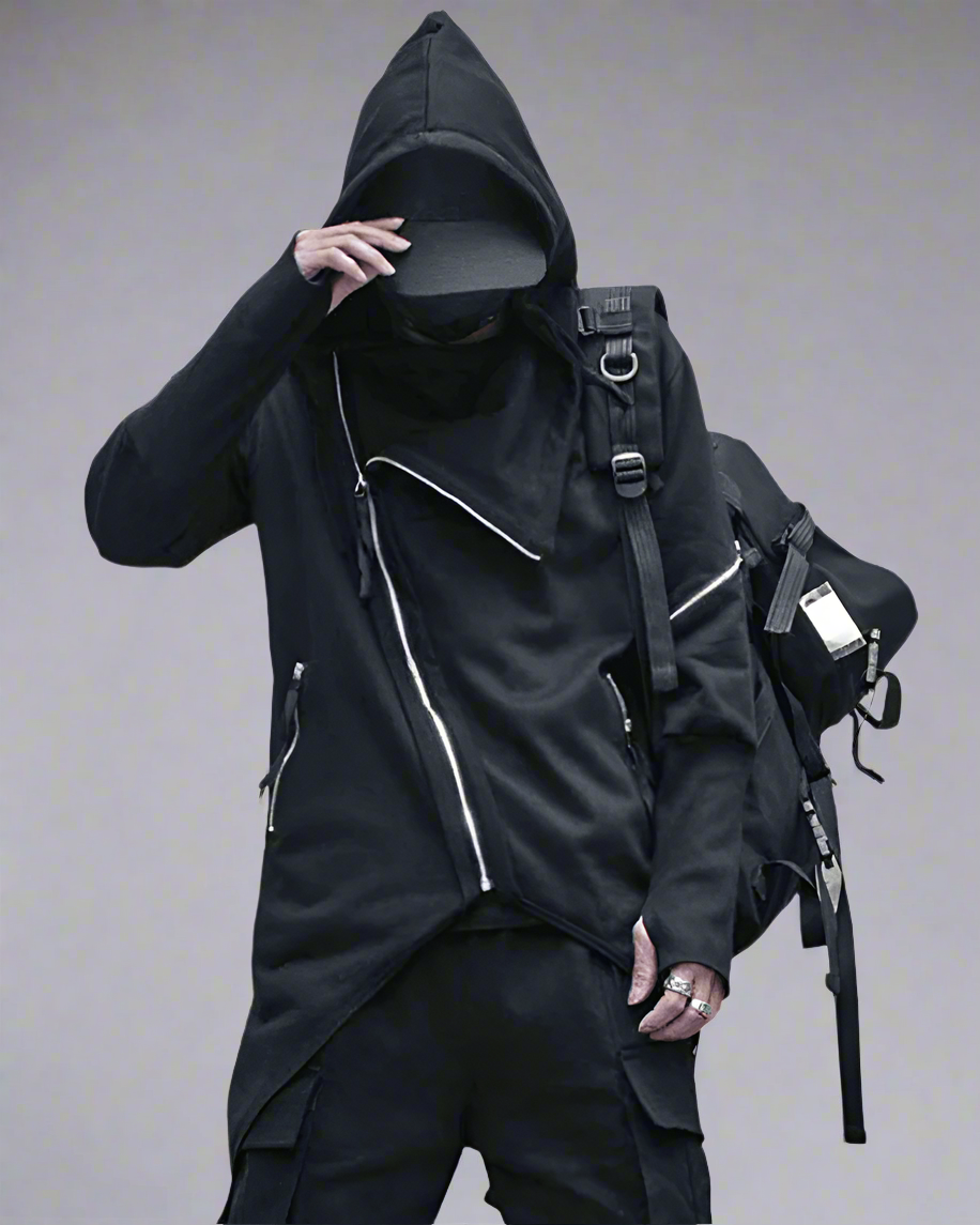 Sleek Urban Tech Zippered Hoodie - techwear - Sleek Urban Tech Zippered Hoodie for Comfort and Style - Main view