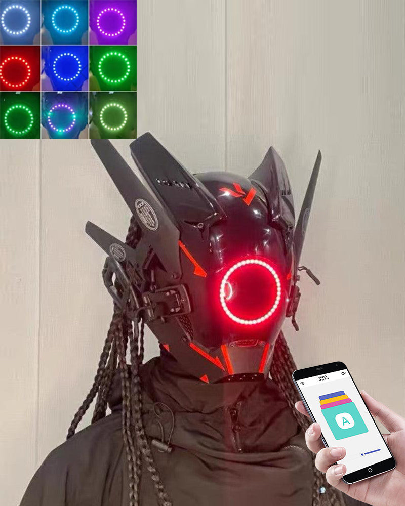 Smart LED Cyberpunk Helmet - creative costumes - LED Cyberpunk Helmet for Creative Costume Adventures - View 7