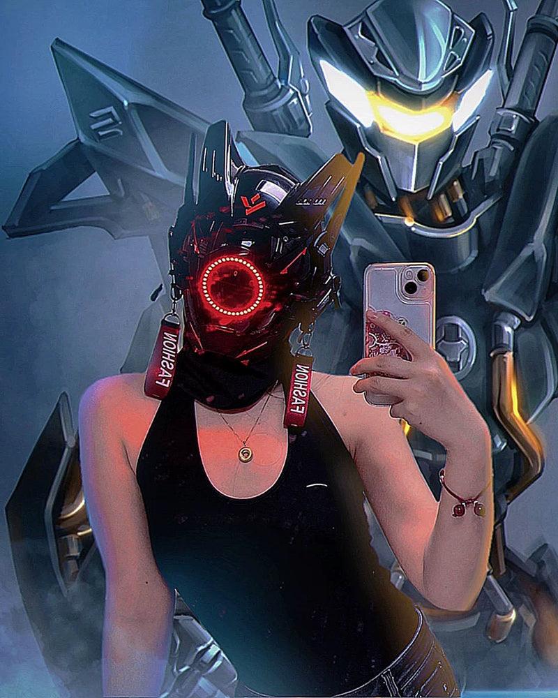 Smart LED Cyberpunk Helmet -  rechargeable helmet - LED Cyberpunk Helmet for Creative Costume Adventures - View 5