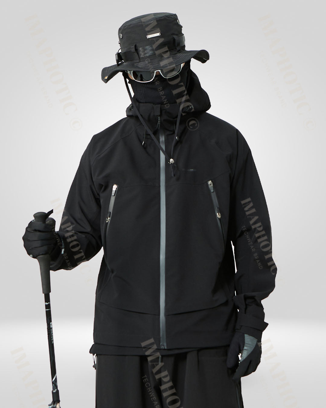 Soft Shell Black Windbreaker Jacket -  black jacket - Stylish Black Windbreaker Jacket for Winter Adventures - View 4