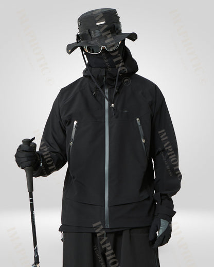 Soft Shell Black Windbreaker Jacket -  black jacket - Stylish Black Windbreaker Jacket for Winter Adventures - View 4