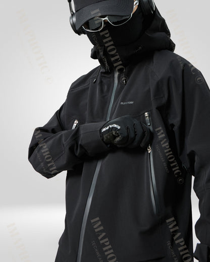 Soft Shell Black Windbreaker Jacket -  soft shell - Stylish Black Windbreaker Jacket for Winter Adventures - View 7