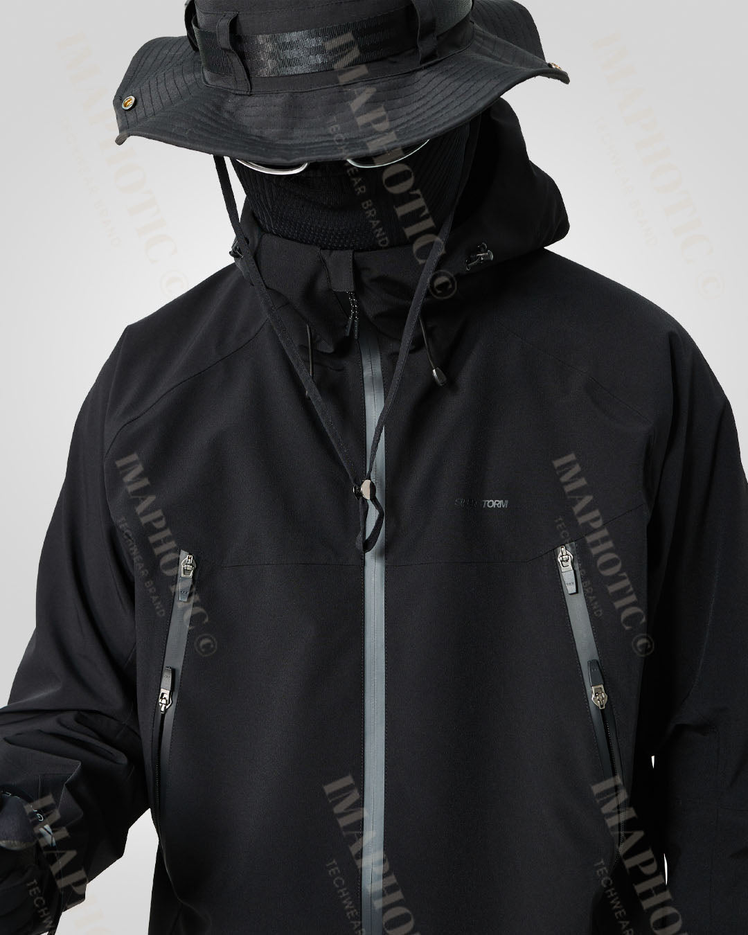 Soft Shell Black Windbreaker Jacket -  techwear jacket - Stylish Black Windbreaker Jacket for Winter Adventures - View 8