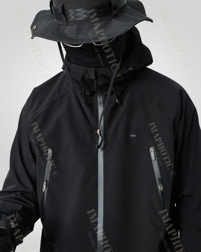 Soft Shell Black Windbreaker Jacket -  techwear jacket - Stylish Black Windbreaker Jacket for Winter Adventures - View 8