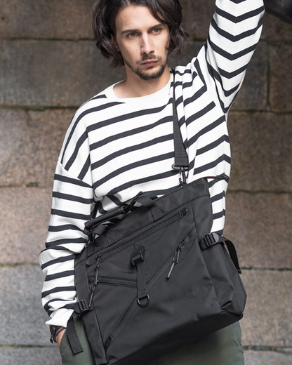 Spacious Elite Messenger Bag -  nylon bag - Soft Techwear Horizontal Messenger Bag with Versatile Style - View 4