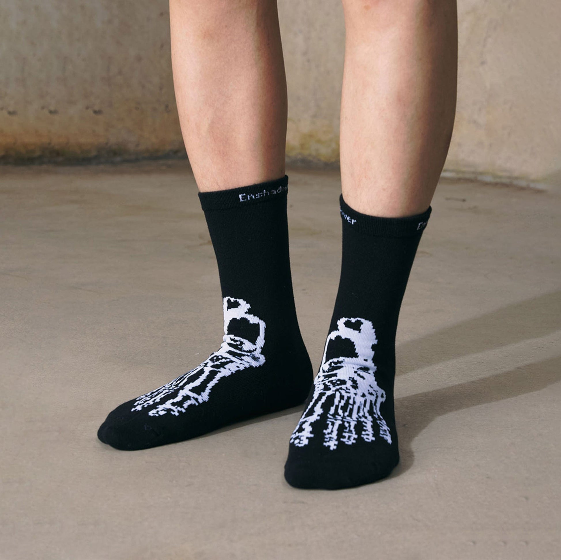 Socks - Spooky Style Skeleton Socks - Black by Imaphotic