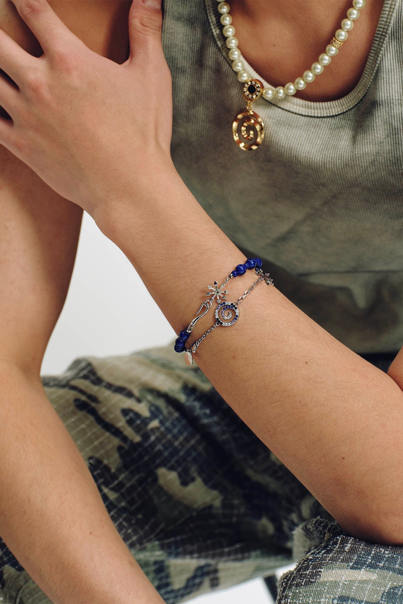 St dazzling Lapis Lazuli Bracelet - beaded accessories - Lapis Lazuli Beaded Bracelet with Chaos Star Symbol - View 9