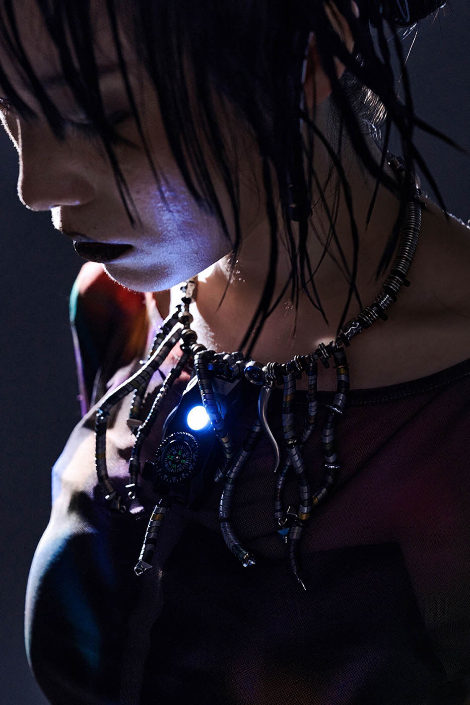 Necklace - Stainless Steel Compass Necklace - Multicolor by Imaphotic