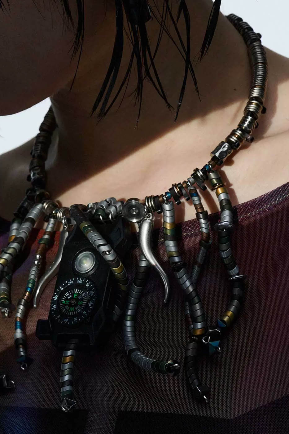 Necklace - Stainless Steel Compass Necklace - winter by Imaphotic