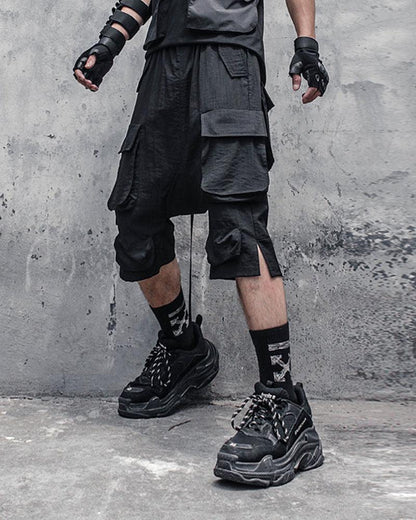 Stealth Utility Long Cargo Shorts -  techwear - Stealth Utility Long Cargo Shorts for Ultimate Comfort - View 6