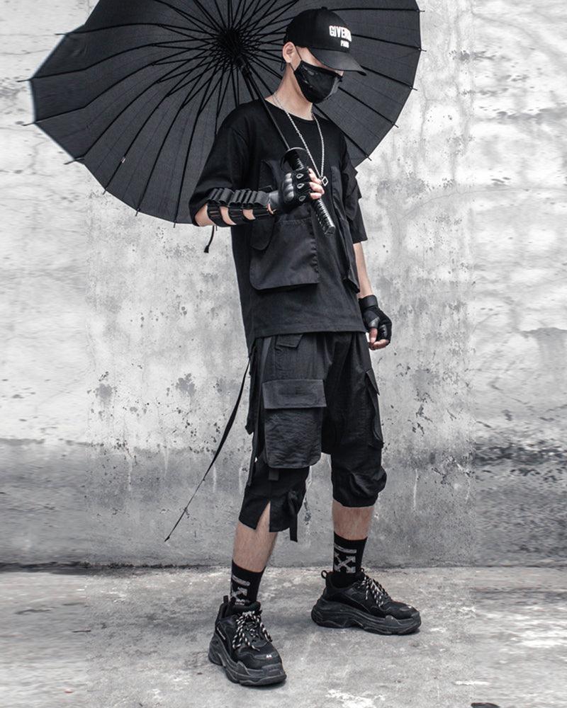 Stealth Utility Long Cargo Shorts -  techwear shorts - Stealth Utility Long Cargo Shorts for Ultimate Comfort - View 7