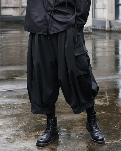 Stealthy Black Ninja Cargo Pants - japanese aesthetics pants - Ninja Cargo Pants in Black - Stylish & Comfortable Fit - Main view