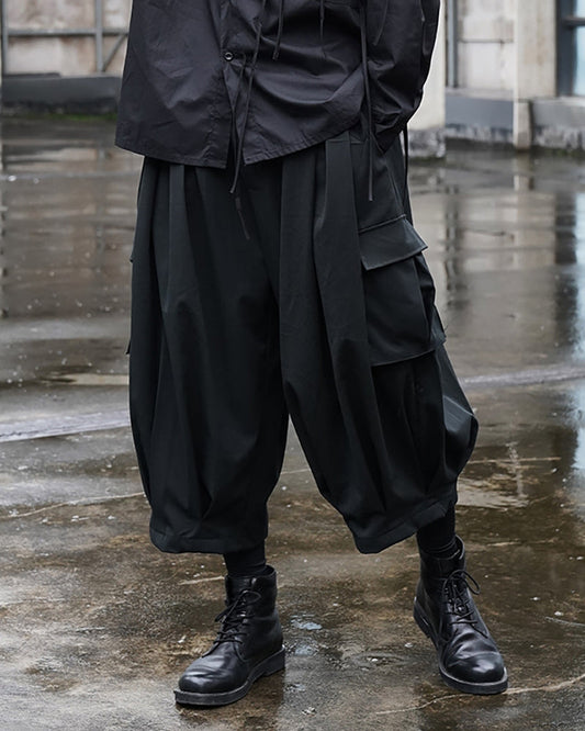 Stealthy Black Ninja Cargo Pants - japanese aesthetics pants - Ninja Cargo Pants in Black - Stylish & Comfortable Fit - Main view