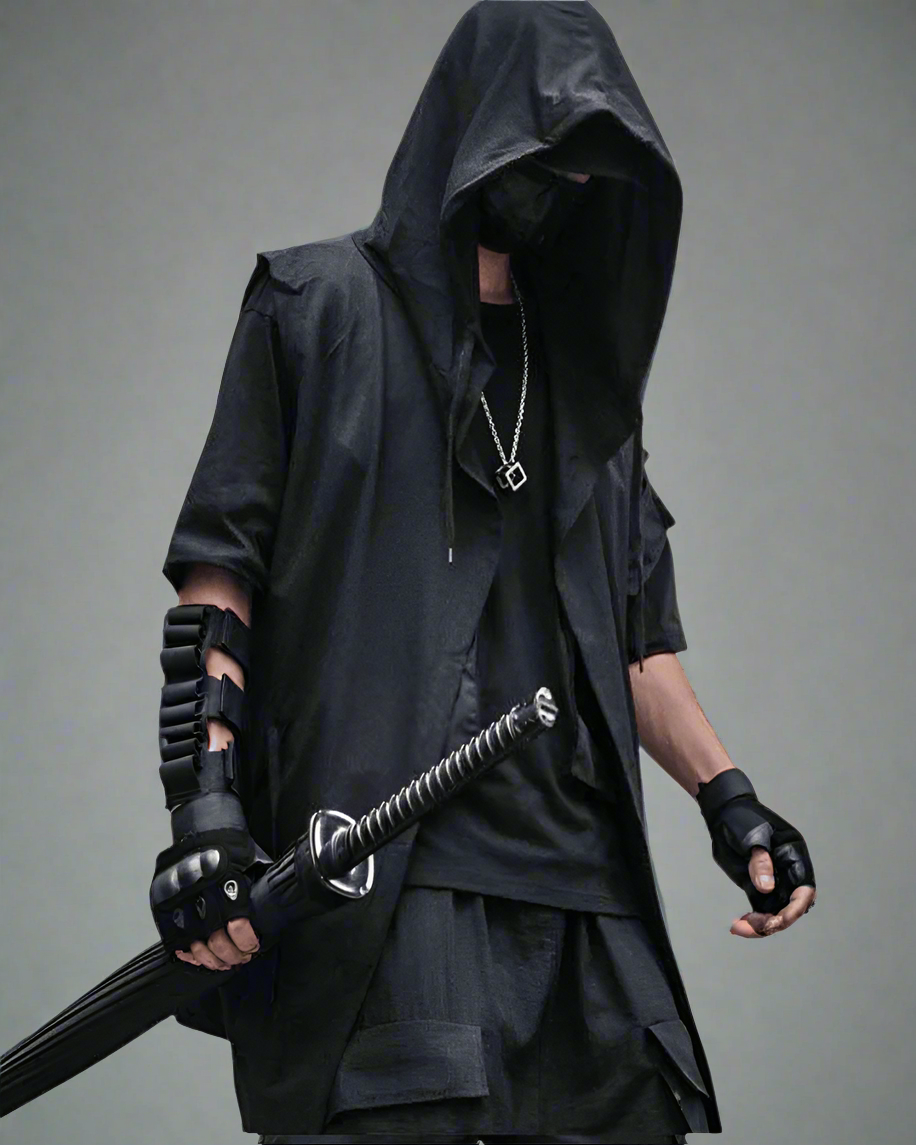 Stealthy Black Ninja Vest - practical ninja costume - Stylish Black Ninja Vest for Everyday Adventures - View 2