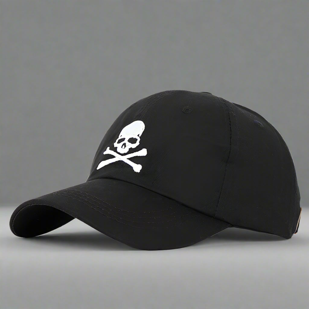 Stealthy Black Skull Cap - dark style cap - Unique Black Skull Cap with Devil Horns - View 2