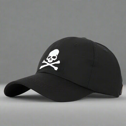 Stealthy Black Skull Cap - dark style cap - Unique Black Skull Cap with Devil Horns - View 2