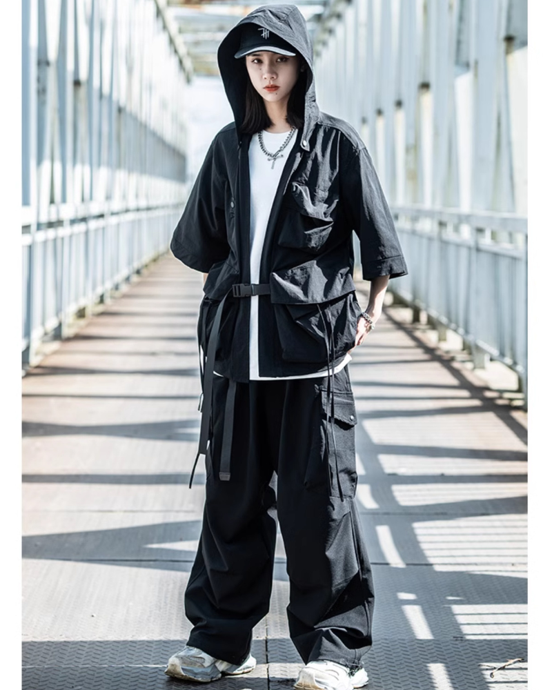 Stealthy Hooded Kimono Jacket -  techwear inspired clothing - Stealthy Hooded Kimono Jacket for Urban Style - View 6