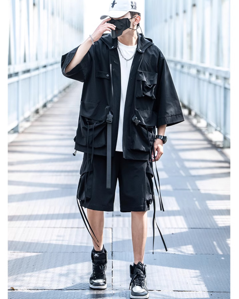 Stealthy Hooded Kimono Jacket -  techwear jacket - Stealthy Hooded Kimono Jacket for Urban Style - View 7