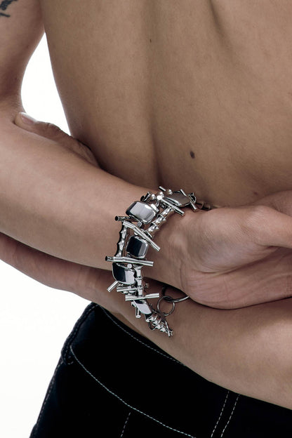 Stealthy Mechanized Assassin Bracelet -  metal spikes bracelet - Futuristic Mechanized Assassin Bracelet for Edgy Style - View 7