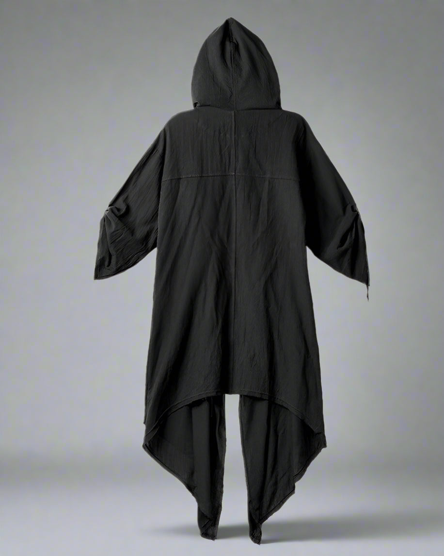 Stealthy Techwear Ninja Cloak - futuristic techwear clothing - Futuristic Black Techwear Ninja Cloak for Urban Style - View 8