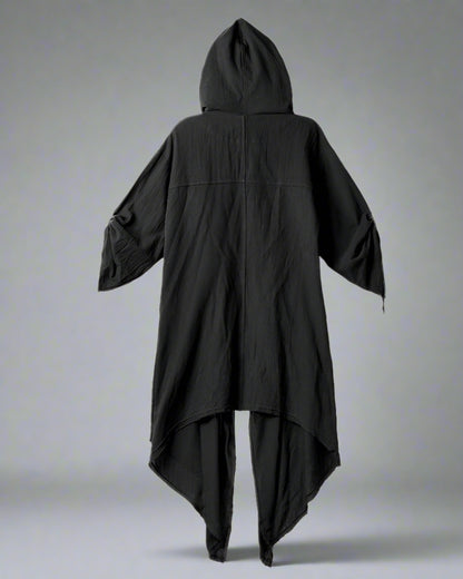 Stealthy Techwear Ninja Cloak - futuristic techwear clothing - Futuristic Black Techwear Ninja Cloak for Urban Style - View 8