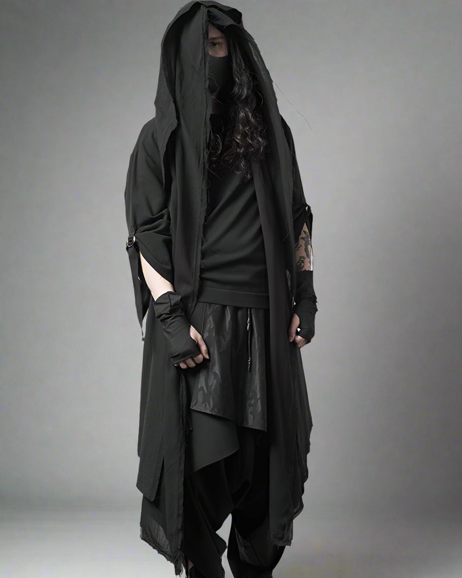 Stealthy Techwear Ninja Cloak -  stealthy cloak - Futuristic Black Techwear Ninja Cloak for Urban Style - View 5