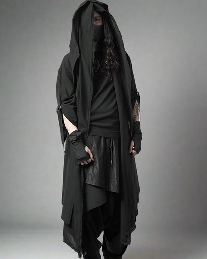 Stealthy Techwear Ninja Cloak -  stealthy cloak - Futuristic Black Techwear Ninja Cloak for Urban Style - View 5