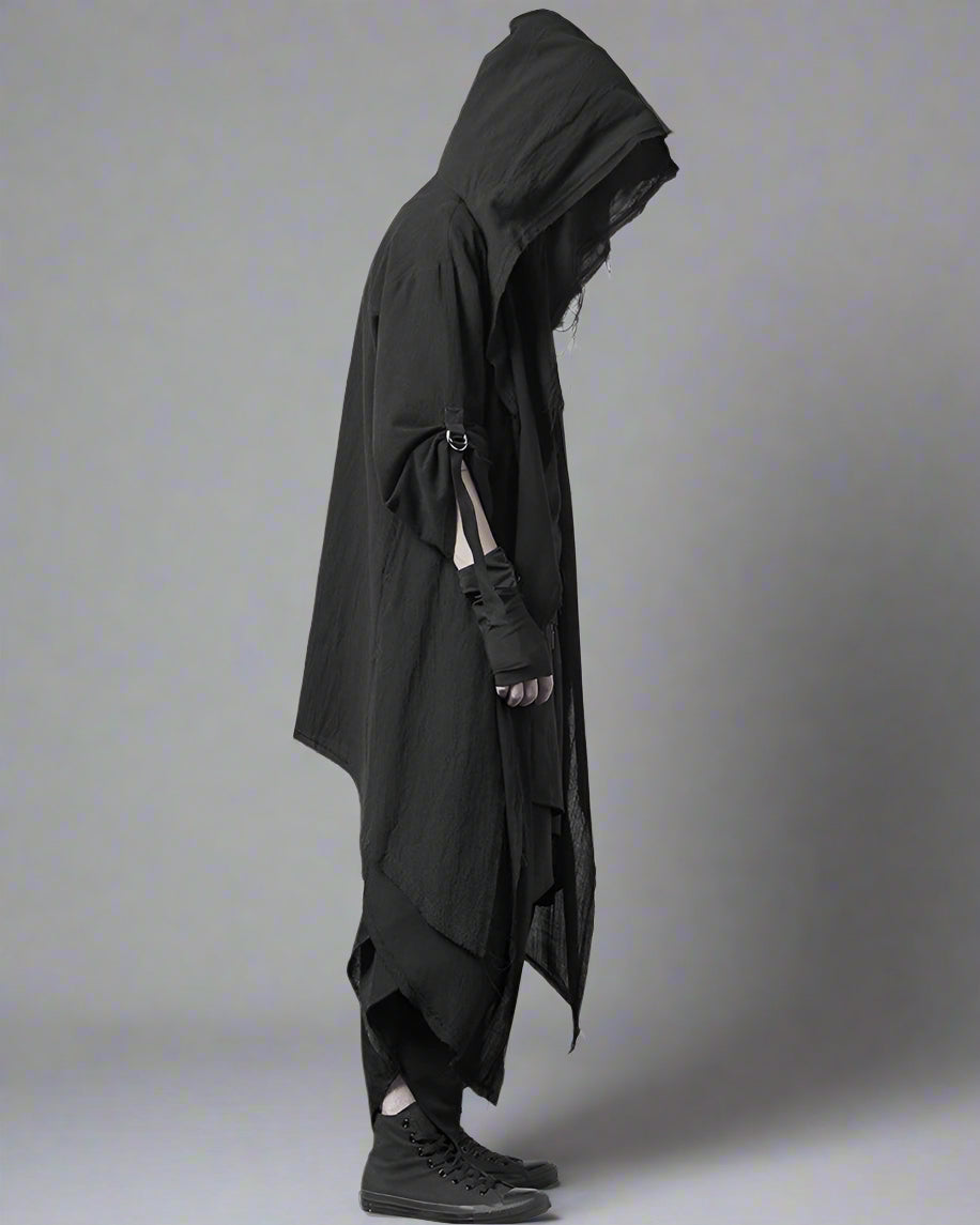 Stealthy Techwear Ninja Cloak - techwear - Futuristic Black Techwear Ninja Cloak for Urban Style - View 2
