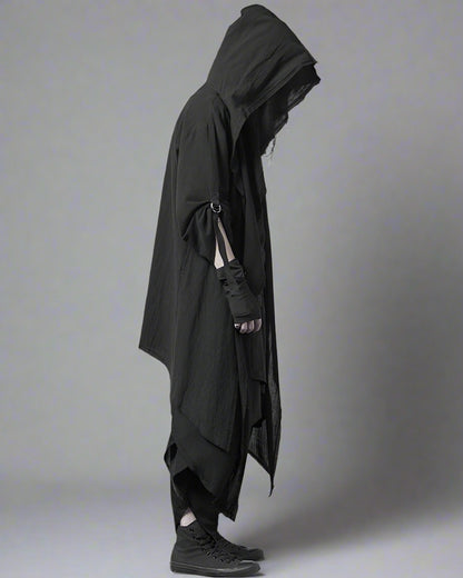 Stealthy Techwear Ninja Cloak - techwear - Futuristic Black Techwear Ninja Cloak for Urban Style - View 2