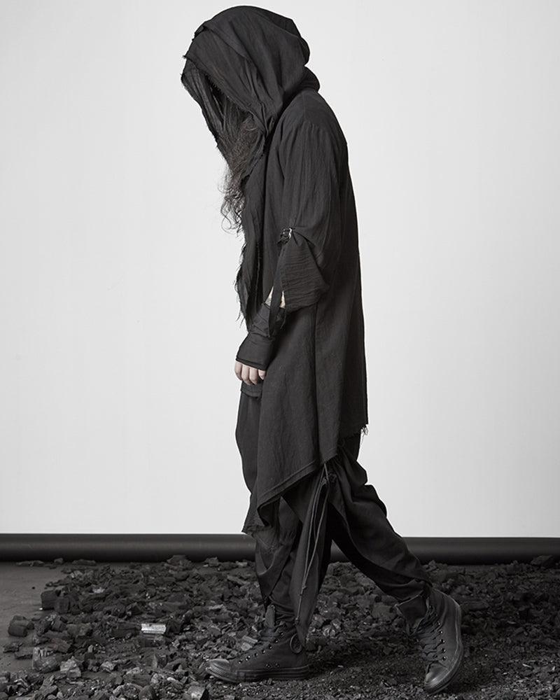 Stealthy Techwear Ninja Cloak -  urban fashion - Futuristic Black Techwear Ninja Cloak for Urban Style - View 6