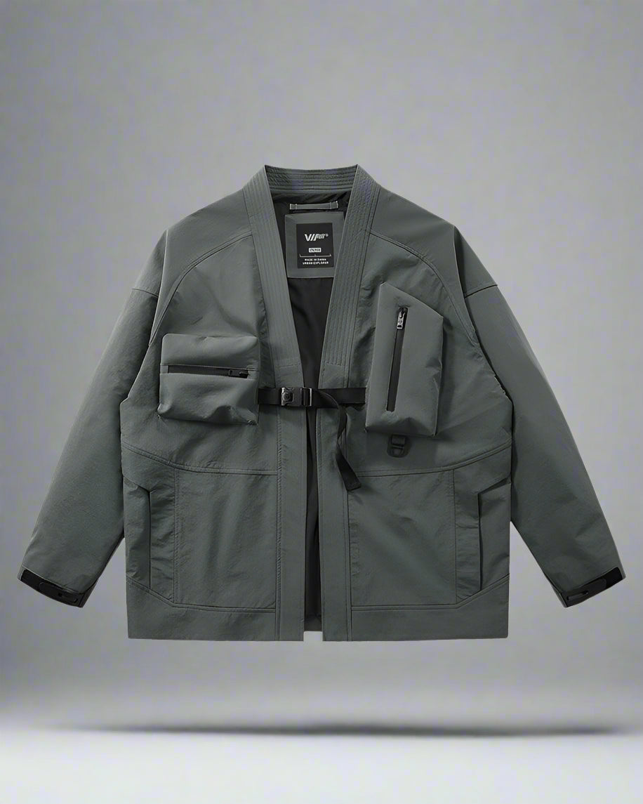 Stealthy Urban Techwear Kimono - kimono - Futuristic Urban Techwear Kimono Jacket for Versatile Style - View 2