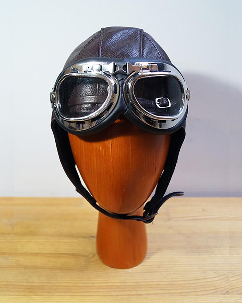 Steampunk Leather Aviator Set -  leather accessories - Steampunk Leather Aviator Goggles and Hat Set - View 3