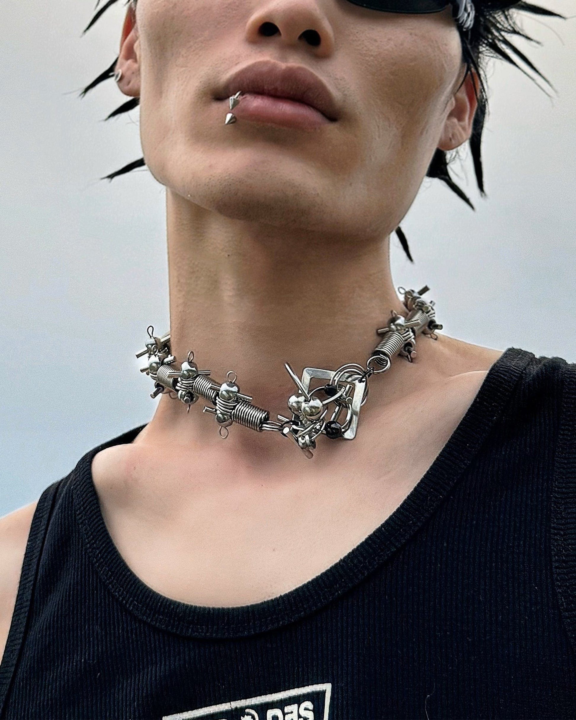 Steampunk Mechanical Rivet Necklace -  industrial style - Steampunk Mechanical Rivet Necklace with Unique Design - View 5
