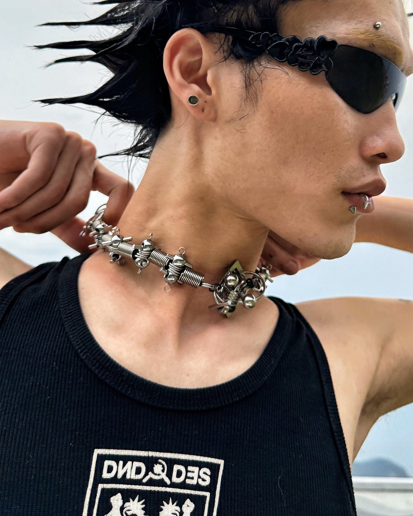 Necklace - Steampunk Mechanical Rivet Necklace - winter by Imaphotic