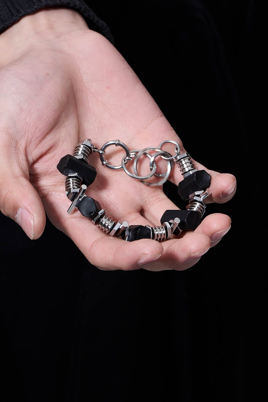 Steampunk Tourmaline Bracelet -  adjustable chain clasp - Edgy Steampunk Tourmaline Bracelet for Unique Style - View 3