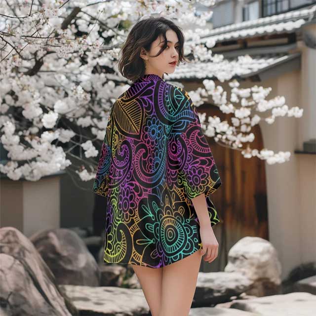 Striking Kimono Wrap Cardigan -  casual - Vibrant Kimono Wrap Cardigan for All Occasions - View 4