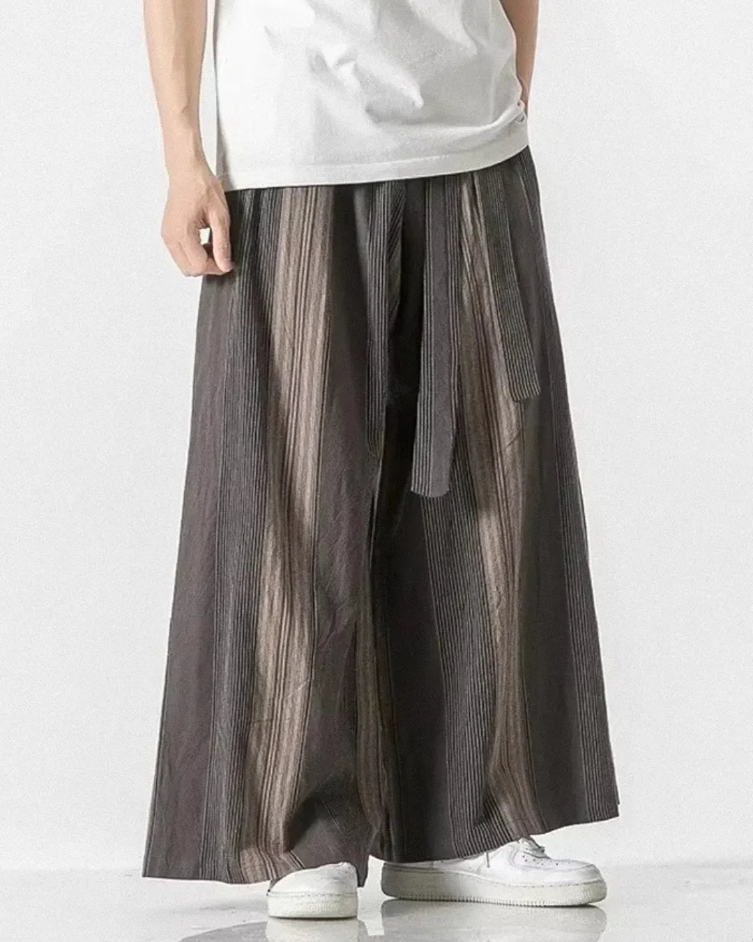 Striped Wide Leg Pants - how to wear wide leg pants - Comfortable Striped Wide Leg Pants for Effortless Style - Main view